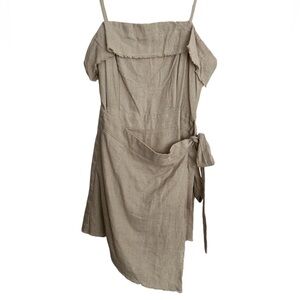 Neutral Linen Raw Hem Romper